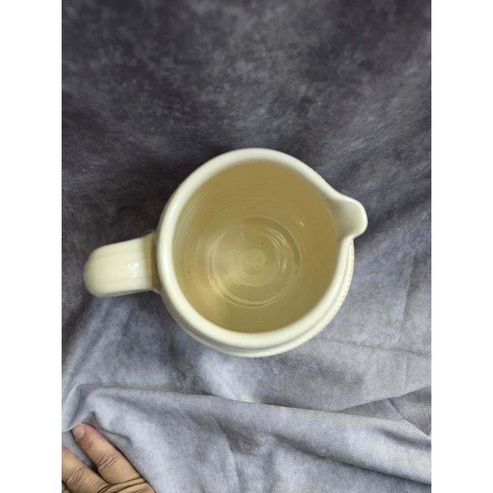 Pier 1 Stoneware Cream DecorativPitcher Off White Ivory Farmhouse Cottage Style